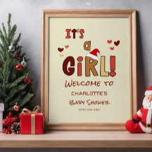 Det är en tjej! Julbaby shower välkomstskylt