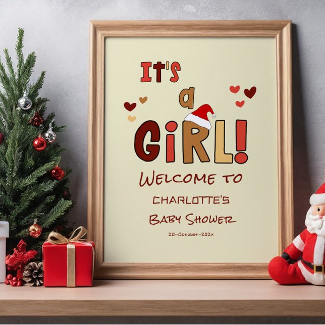 Det är en tjej! Julbaby shower välkomstskylt Poster (Skapare uppladdad)