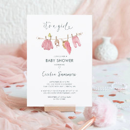 Det är en tjej Kläder Akvarell Modern Bebis Shower Inbjudningar