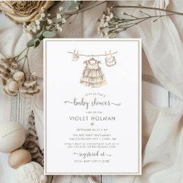 Det är en tjej Kläder Minimalist Boho Baby Shower Inbjudningar