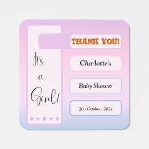 Det är en tjej! Lila gradient Söt bebis-babyshower Fyrkantigt Klistermärke