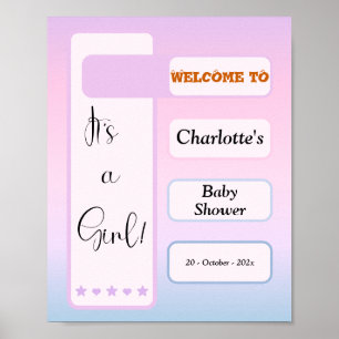 Det är en tjej! Lila gradient Söt bebis-babyshower Poster