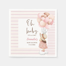 Det är en tjej med Watercolor Baby Shower Flies Ba Pappersservett