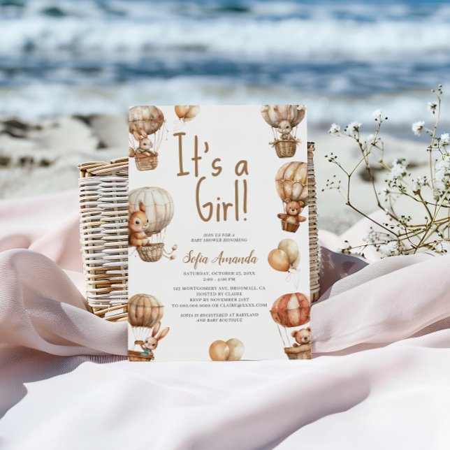 Det är en tjej Neutralt Babydjur Babykalas Inbjudningar (Skapare uppladdad)