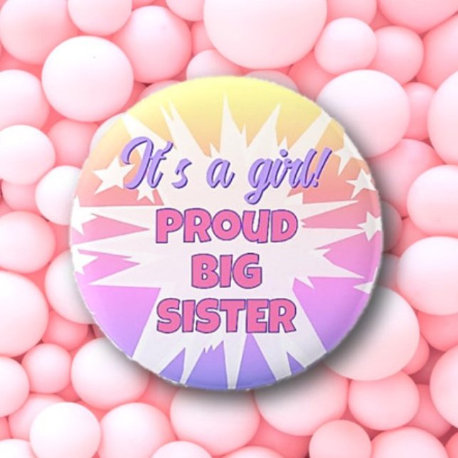Det är en tjej! Proud Big Sister-knapp Knapp (Skapare uppladdad)