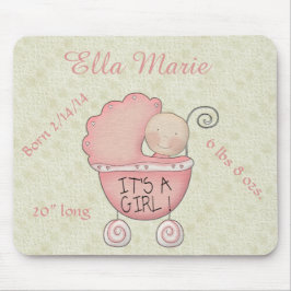 Det är en tjej! Rosa Baby Carriage Mouse Pad Musmatta