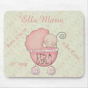 Det är en tjej! Rosa Baby Carriage Mouse Pad Musmatta