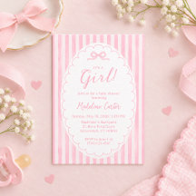 Det är en tjej rosa baby shower med rosett