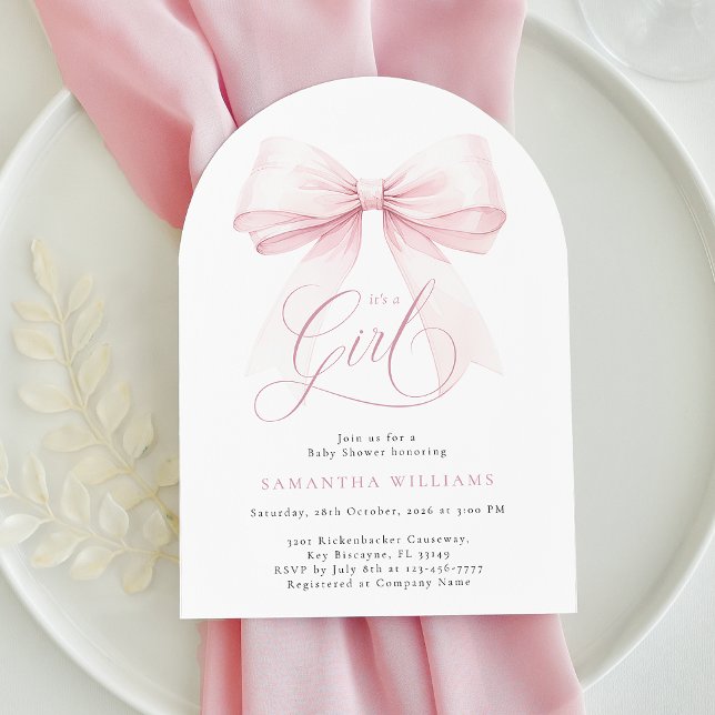 Det är en tjej Rosa båge baby shower Inbjudningar (Skapare uppladdad)