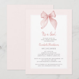 Det är en tjej Rosa band Baby shower Coquette Eleg Inbjudningar
