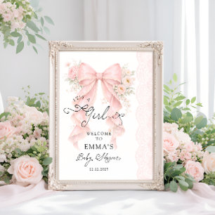 Det är en tjej Rosa bandet Baby Shower Välkommen Poster