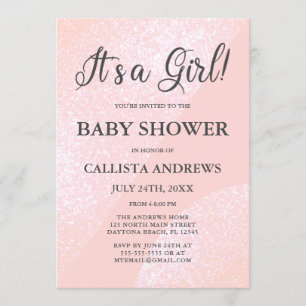 Det är en tjej Rosa Glitter Geometric Baby Shower Inbjudningar