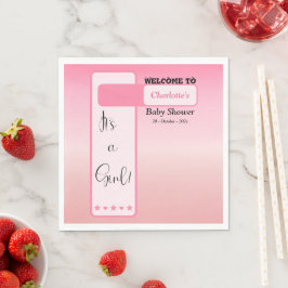 Det är en tjej! Rosa gradient Söt bebis-babyshower Pappersservett