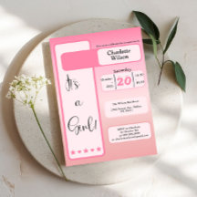 Det är en tjej! Rosa gradient Söt bebisfest