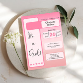 Det är en tjej! Rosa gradient Söt bebisfest Inbjudningar
