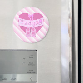 Det är en tjej Rosa Hjärtformade Skor Babyflicka S Magnet