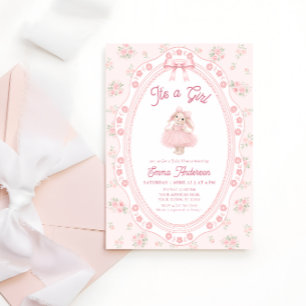 Det är en tjej Rosa kanin flicka baby shower Inbjudningar