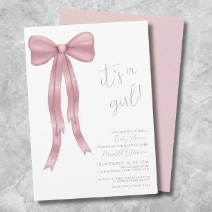 Det är en tjej Rosa rosett Baby Shower Inbjudningar