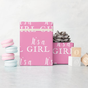 Det är en tjej Rosa typografi Baby Shower-fest Presentpapper