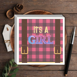 Det är en tjej Rustic Lumberjack Flanals Baby Show Pappersservett