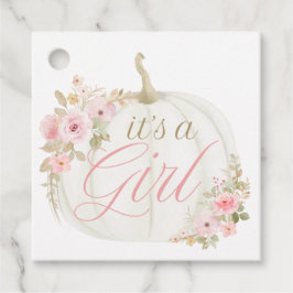 Det är en tjej som pumpar märkre för babydusch i r gåvor etiketter