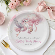 Det är en tjej Stork & Pink Cloud Baby Shower