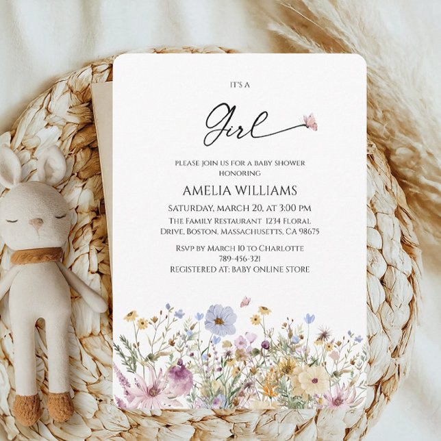 Det är en tjej Wildfloral Pastel Baby Shower Inbjudningar (Skapare uppladdad)