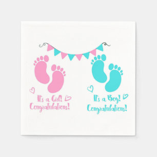 Det är en tvilling- baby shower för pojkeflicka pappersservett