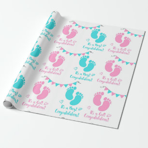 Det är en tvilling- baby shower för pojkeflicka presentpapper