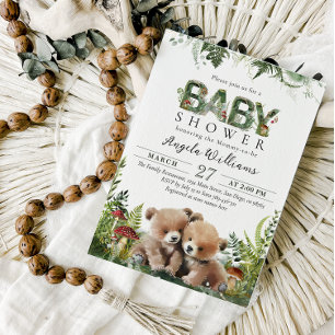 Det är en Twillingar Äventyr Woodland Bears Baby S Inbjudningar