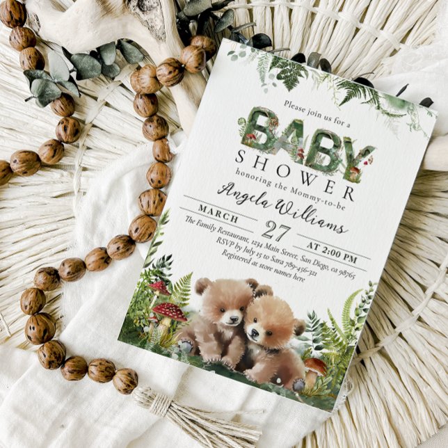 Det är en Twillingar Äventyr Woodland Bears Baby S Inbjudningar (Skapare uppladdad)