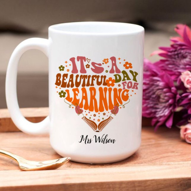 Det är en vacker dag för lärargåvor kaffemugg (it's a beautiful day for learning teacher, book lovers, teacher life mug)