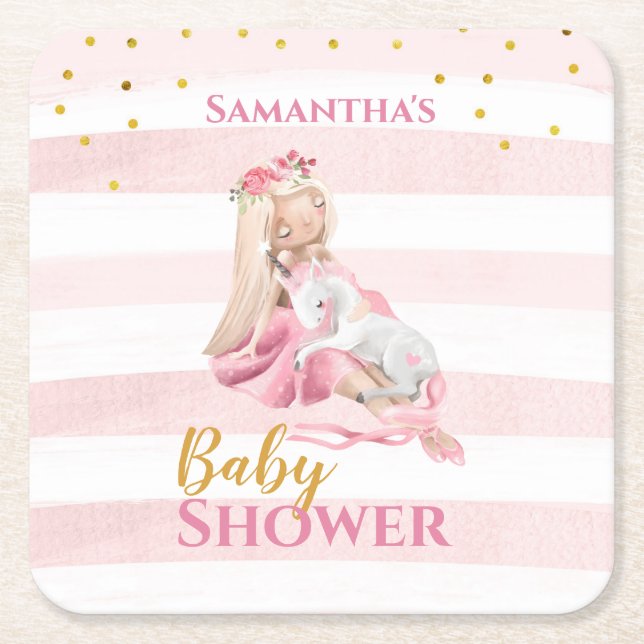 Det är en vacker flicka Ballerina Baby Shower Underlägg Papper Kvadrat (Framsidan)