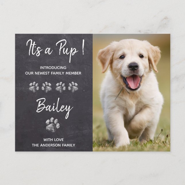 Det är en Valp New Pet Puppy Hund Meddelande Vykort (Framsida)