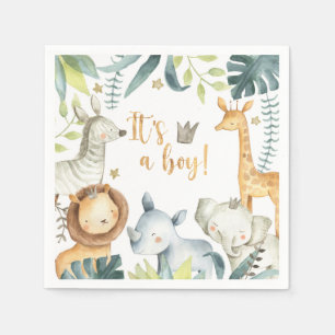 Det är en Vild Giraffe Zebra Elephant Baby Shower Pappersservett