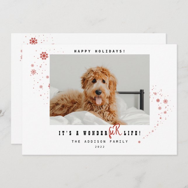 Det är en WonderFUR Life Pet Photo-jul-Helgdag  Julkort (Fram/baksida)