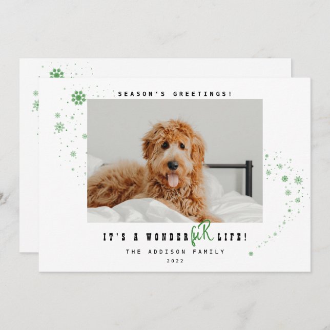 Det är en WonderFUR Life Pet Photo-jul-Helgdag Julkort (Fram/baksida)
