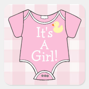 Det är enRosa Onsie Fyrkantigt Klistermärke