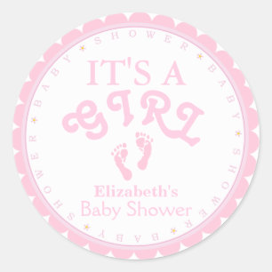 Det är enRosor baby showerfavör Runt Klistermärke