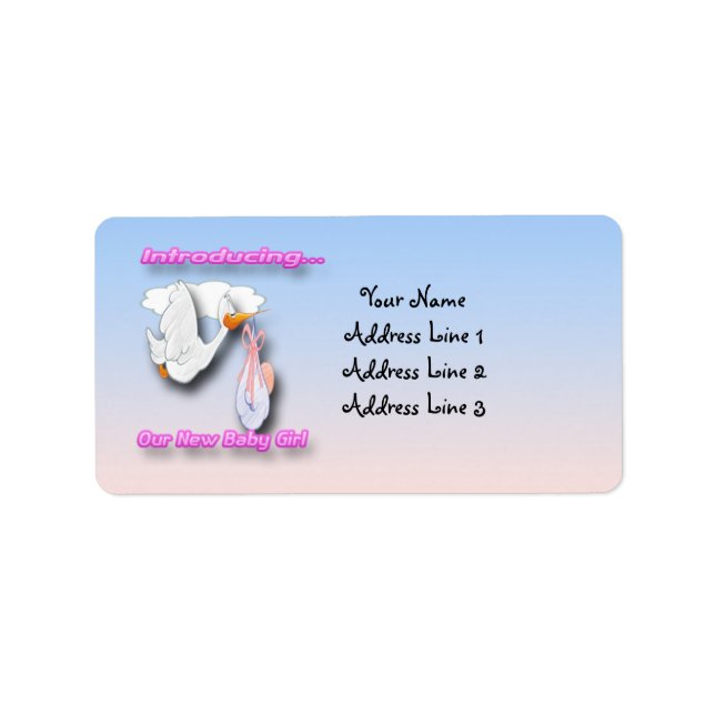 Det är ett adressetikett för Flickstork-meddelande (Framsidan)