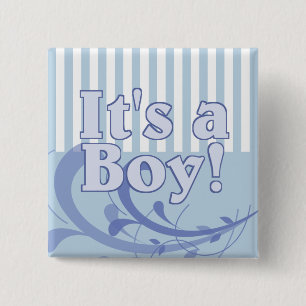 Det är ett "Boy Blue Stripe Birth-meddelande" Knapp