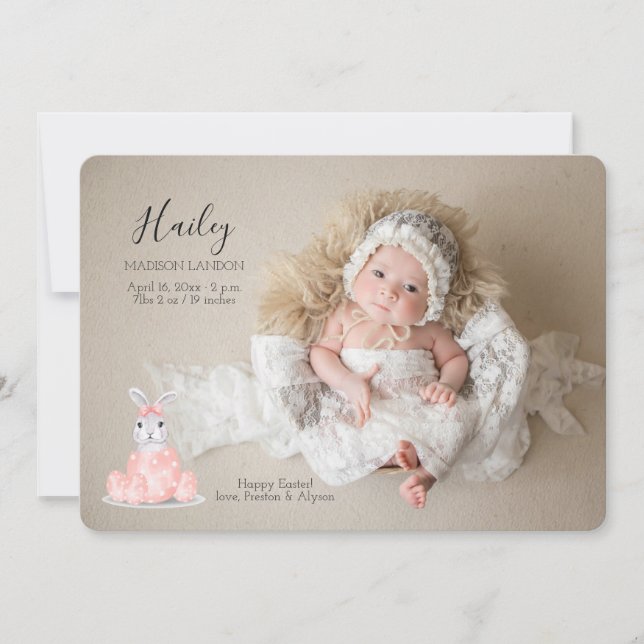 Det är ett flickfoto Påsk Birth-meddelande Meddelande (Framsida)