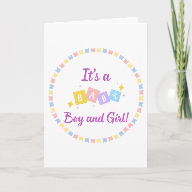 Det är ett födelsemeddelande för Twillingarna Pojk Kort (Framsida)