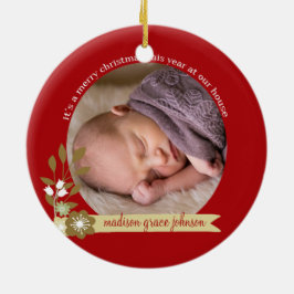 Det är ett foto/namn i God jul-anpassningsbarna Julgransprydnad Keramik