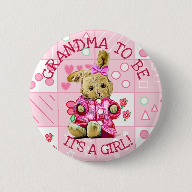 DET ÄR ETT GIRL, GRANDMA ATT BABY SHOWER BUTTON BA KNAPP (Framsida)
