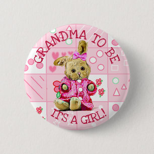 DET ÄR ETT GIRL, GRANDMA ATT BABY SHOWER BUTTON BA KNAPP