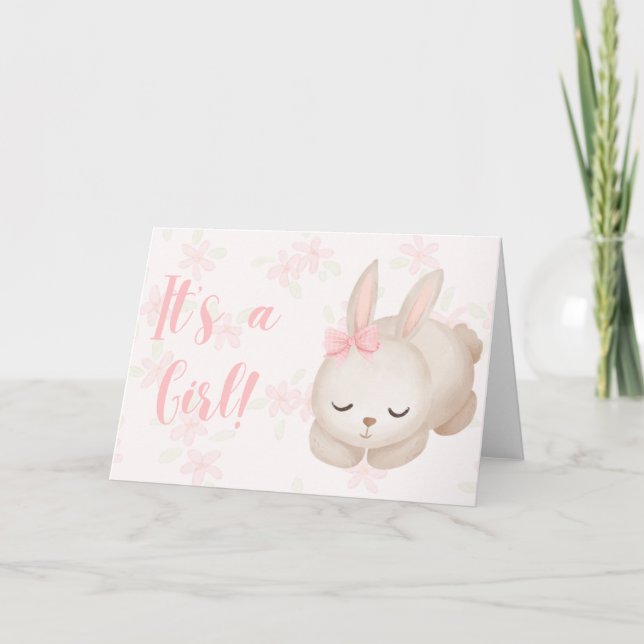 Det är ett Grattis-kort från Flicka Bunny Kort (Framsida)
