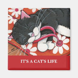 Det är ett kattliv | Anpassningsbar Cat Art Magnet