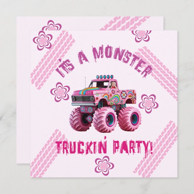 Det är ett Monster Truckin'Party Anpassningsbar Ph Inbjudningar (Fram/baksida)