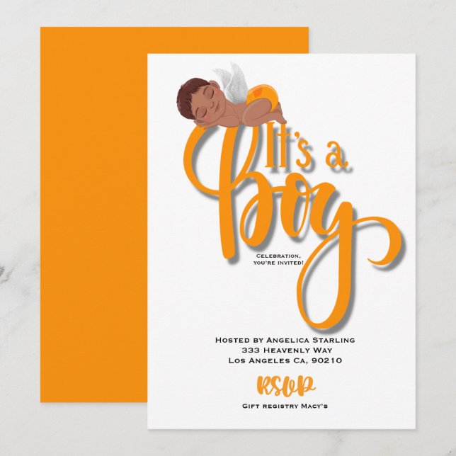 Det är ett orange-meddelandekort meddelande (Fram/baksida)